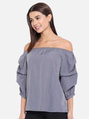 ALL WAYS YOU Party Solid Women Grey Top