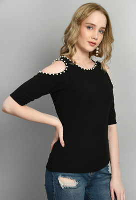 Arbiter Collection Casual Solid Women Black Top