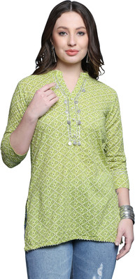 HouseOfCommon Women Printed Straight Kurta(Light Green)