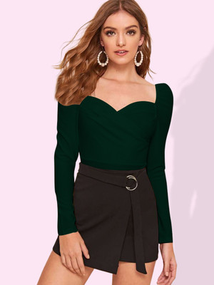 Maheshvi Casual Solid Women Dark Green Top
