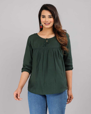 Tim Tim Party Solid Women Black Top