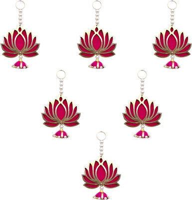 JIYU CREATION Rani pink Lotus 6 Piece Toran(MDF with Premium quality velvet)
