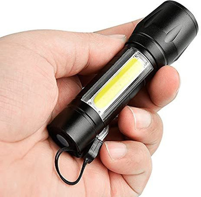 ODIN Mini USB Rechargeable Led Flashlight Torch (Black) 6 hrs Torch Emergency Light(Black)