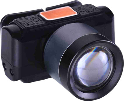 GLOWISH RECHARGEABLE SUPER BRIGHT LED HEAD LAMP WITH DEEP FOCUS TELESCOPIC ZOOM Torch(Black, 16 cm, Rechargeable)