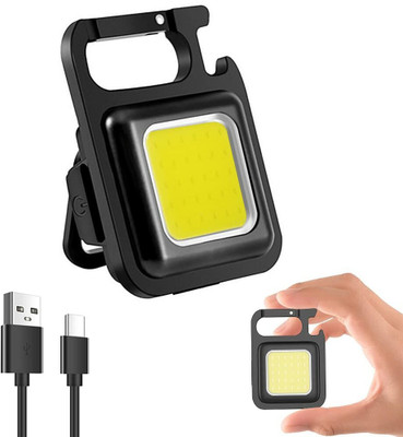 Shopeleven Keychain Mini Flashlight 4 Light Modes Portable Magnet Base for Camping Fishing LED Front Light(Black)