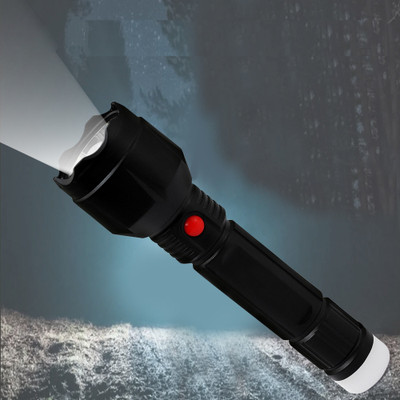 Care 4 LED LIGHT TORCH WITH EMERGENCY BACK LIGHT USB CHAGING Torch(Black, 16 cm, Rechargeable)