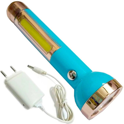 JY-SUPER Long Range Torch Light | Super Bright LED Flashlight, Rechargeable Torch(Blue, 15 cm, Rechargeable)