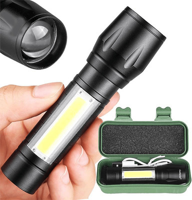 TECHEL High Power USB Rechargeable Long Range Emergency Mini Torch FPJ10 Torch(Green, 5 cm, Rechargeable)