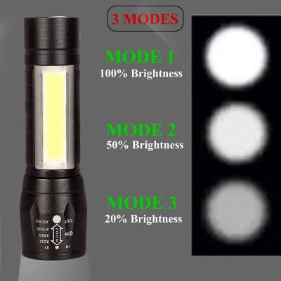 dhriyag Led Flashlight Rechargeable USB Mini Torch Light, Ultra Brightess Torch(Black, 4 cm, Rechargeable)