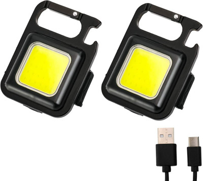 SebonCare (Pack Of 2 ) Multi-Functional Metal Body COB Light Keychain With Bottle Opener_S 1 hrs Torch Emergency Light(Multicolor)