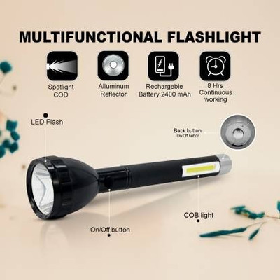 ED EXDAS 2080 (RECHARGEABLE LED TORCH) Torch Torch(Black, 27 cm, Rechargeable)