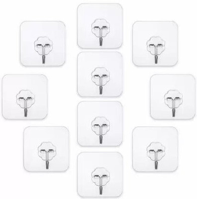 SHIVROH STAR Self adhesive reusable hook/kitchen bathroom accessories 10kg load capacity Hook 1(Pack of 10)