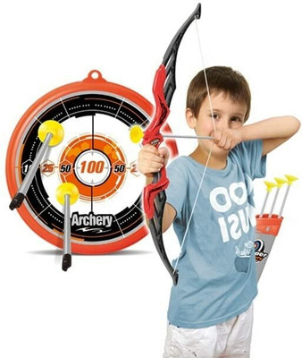 TOOBIL Archery Bow and Arrow Toy Set with Target Game 17 cm Archery Board(Multicolor)