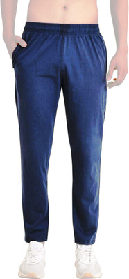 Povaxpo Solid Men Dark Blue Track Pants