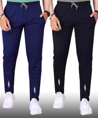 MSREALSON Self Design Men Dark Blue, Black Track Pants