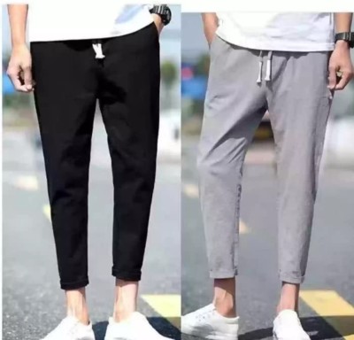 Men Black, Grey Track Pants