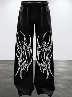 Clothy Printed Men Black Track Pants