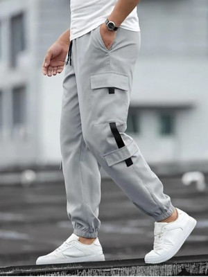 RAAVI Solid Men Grey Track Pants