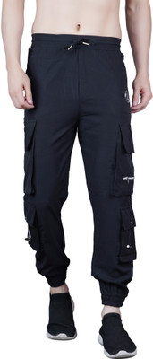 linaria Solid Men Black Track Pants