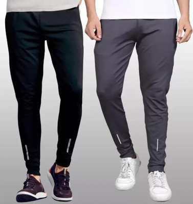DRB CREATION Solid Men Black, Grey Track Pants