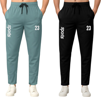 FLYZEN Solid Men Black Track Pants