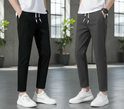Micus Solid Men Black, Grey Track Pants