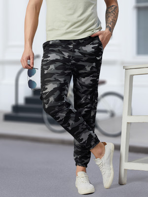 Chrome & Coral Printed Men Black, Grey Track Pants