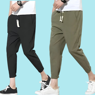 SHOTEK Solid Men Black, Light Green Track Pants
