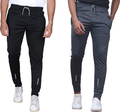 Pink Formal Solid Men Black, Grey Track Pants