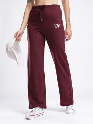 MXN Solid Women Maroon Track Pants