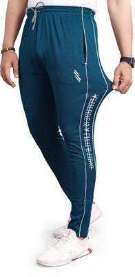 Z-DEVIL Solid, Printed Men Light Blue Track Pants