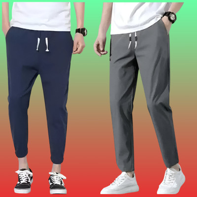 SHOTEK Solid Men Blue, Grey Track Pants