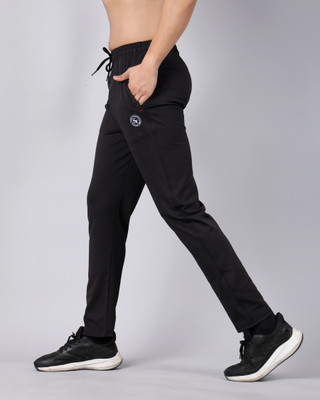 SmallTry Solid Men Black Track Pants