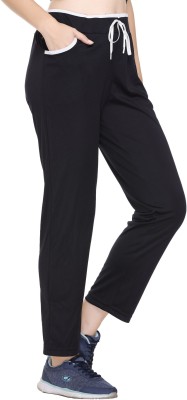 S.L. Madhok Self Design Women Black Track Pants