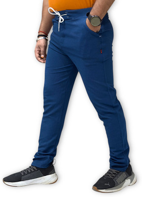 Time Wakker Self Design Men Dark Blue Track Pants