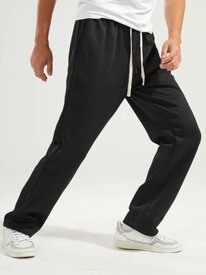 Dockstreet Solid Men Black Track Pants