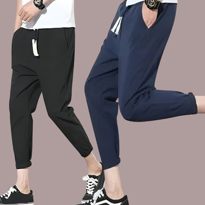 SHOTEK Solid Men Black, Dark Blue Track Pants