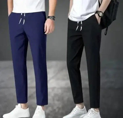 Smarrt Solid Men Dark Blue, Black Track Pants