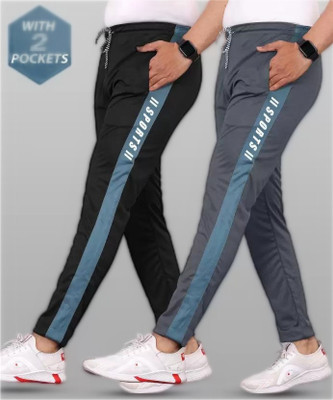 Riksaw Striped Men Black, Grey Track Pants