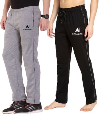 Diwazzo Solid Men Black, Silver Track Pants