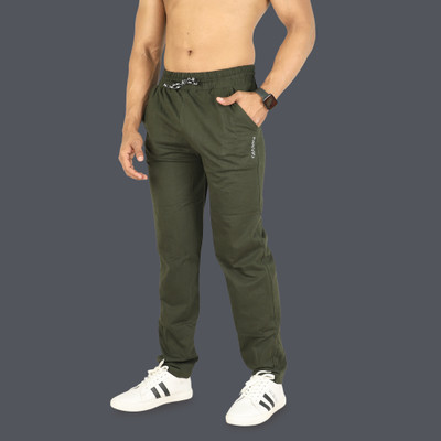 FABVIO PLUS Solid Men Olive Track Pants