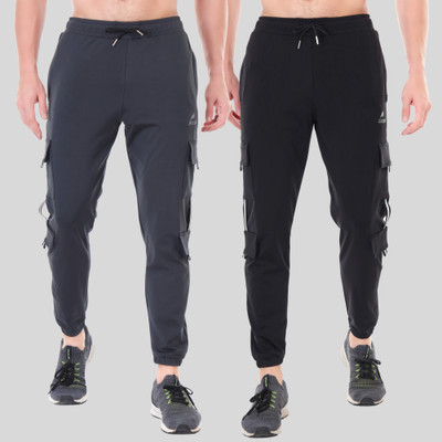 Jaxcion Solid Men Black, Grey Track Pants