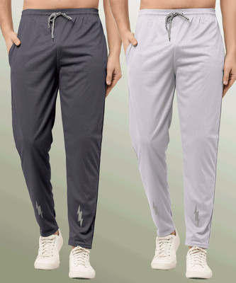 Z-DEVIL Solid Men Grey, Silver Track Pants