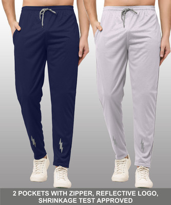 Z-DEVIL Solid Men Blue, Grey Track Pants
