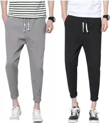 Z-DEVIL Solid Men Black, Grey Track Pants