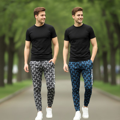 RK Costing Printed Men Dark Blue, Grey Track Pants