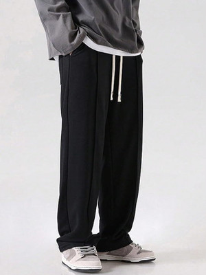 MACK JONNEY Solid Men Black Track Pants
