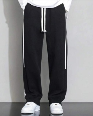 CULISH Striped Men Black Track Pants