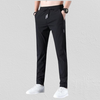 ABCD Solid Men Black Track Pants