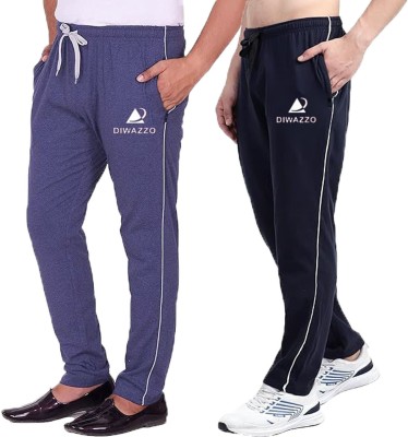 Diwazzo Solid Men Light Blue, Silver Track Pants